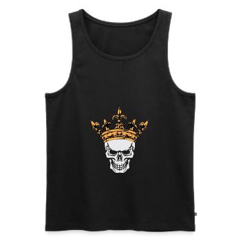 Crâne avec couronne royale d’or - Débardeur bio Premium Homme - noir - Devant - Michal (187cm)