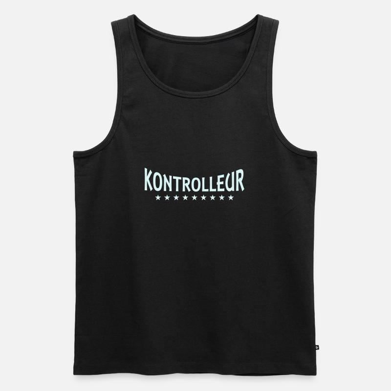 Kontrolleur + Dein Text - Männer Premium Bio Tank Top - Schwarz