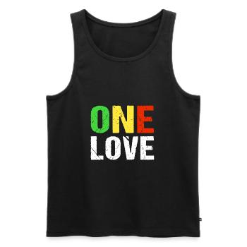 One Love Reggae Musik Jamaica - Männer Premium Bio Tank Top - Schwarz - Vorne - AI Model Male 178 light (178cm)