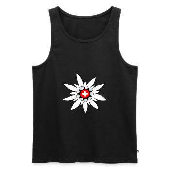 Edelweiss Schweiz Suisse Alpenblumen Flagge Swiss - Männer Premium Bio Tank Top - Schwarz - Vorne - AI Model Male 178 light (178cm)