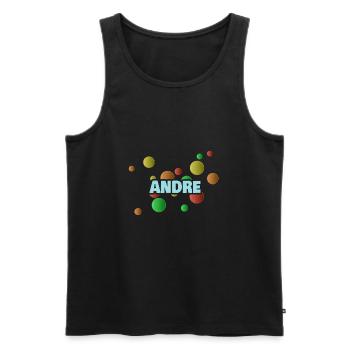Fosse à balles André - Débardeur bio Premium Homme - noir - Devant - AI Model Male 178 light (178cm)