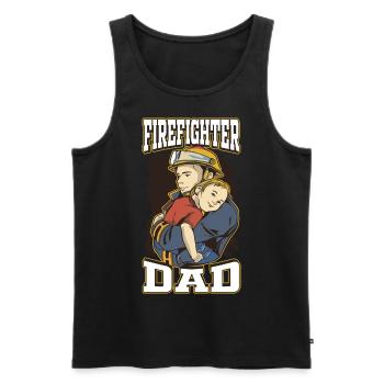 Service d’incendie Papa Fête des pères - Débardeur bio Premium Homme - noir - Devant - AI Model Male 178 light (178cm)