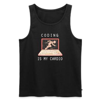 Coding is my cardio Shirt für Software Entwickler - Männer Premium Bio Tank Top - Schwarz - Vorne - Michal (187cm)