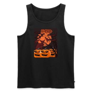 Boo avec chat brun foncé - Débardeur bio Premium Homme - noir - Devant - AI Model Male 178 light (178cm)