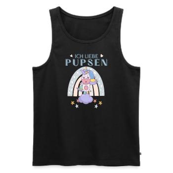 Ich Liebe Pupsen Design mit Einhorn Design - Männer Premium Bio Tank Top - Schwarz - Vorne - Michal (187cm)