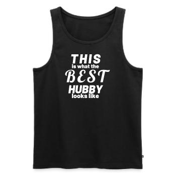 T-shirt Design Best Hubby - Männer Premium Bio Tank Top - Schwarz - Vorne - AI Model Male 178 light (178cm)