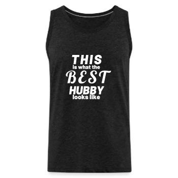 T-shirt Design Best Hubby - Männer Premium Bio Tank Top - Anthrazit - Vorne - Alexander (188cm)