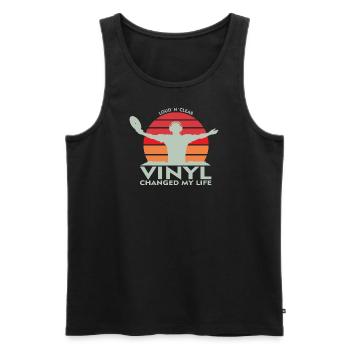 Vinyl - changed my live - Männer Premium Bio Tank Top - Schwarz - Vorne - AI Model Male 178 light (178cm)