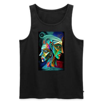 Metamorohosis of two individual faces - Men's Premium Organic Tank Top - black - Front - AI Model Male 178 light (178cm)