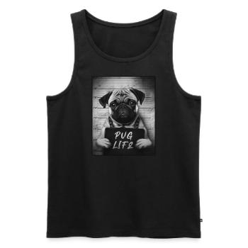 Pug Mugshot - Pug Life - Débardeur bio Premium Homme - noir - Devant - AI Model Male 178 light (178cm)