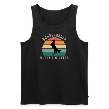 Sheltie Glitter Retro Sunset - Männer Premium Bio Tank Top - Schwarz - Vorne - AI Model Male 178 light (178cm)