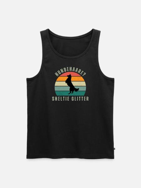 Sheltie Glitter Retro Sunset - Männer Premium Bio Tank Top - Schwarz