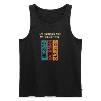 Irrsinn Wahnsinn Blödsinn lustig Spruch - Männer Premium Bio Tank Top - Schwarz - Vorne - Michal (187cm)