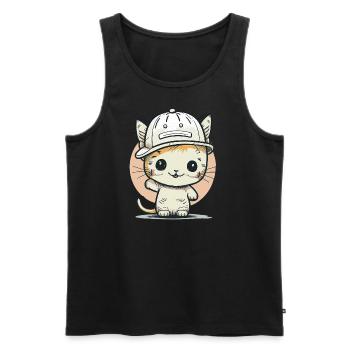Cute cat wearing a hat 3 - Men's Premium Organic Tank Top - black - Front - Michal (187cm)