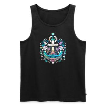 Anker, Retro, Meer, Maritim, Tattoo Style, Symbol - Männer Premium Bio Tank Top - Schwarz - Vorne - Michal (187cm)