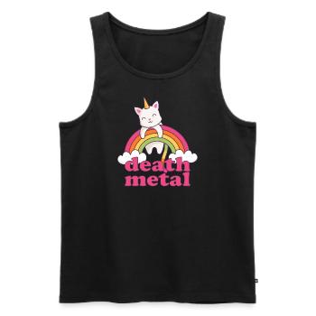 Lustig Death Metal Einhorn Katze Regenbogen Metal - Männer Premium Bio Tank Top - Schwarz - Vorne - Michal (187cm)