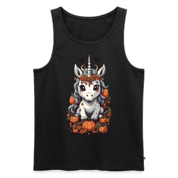 Mignon Halloween Licorne et conception de citrouille - Débardeur bio Premium Homme - noir - Devant - Michal (187cm)