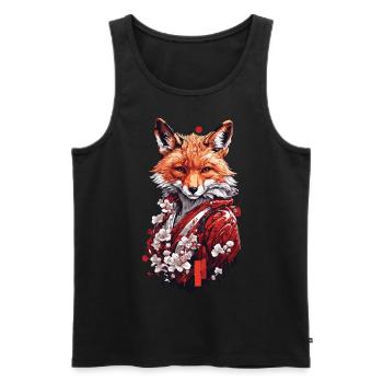 Magic Fox & Cherry Blossoms Japanese Aesthetics - Men's Premium Organic Tank Top - black - Front - AI Model Male 178 light (178cm)