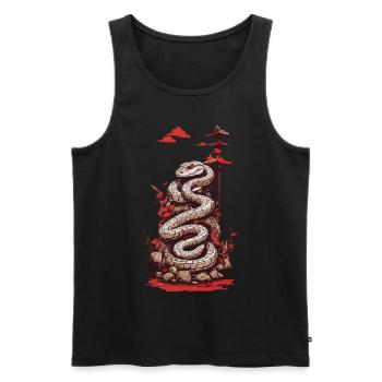 Traditional Japanese tattoo snake design - Men's Premium Organic Tank Top - black - Front - AI Model Male 178 light (178cm)
