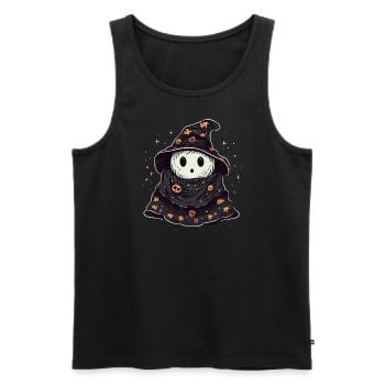 Ghost Ghost Wizard, Pumpkin, Halloween, Costume - Men's Premium Organic Tank Top - black - Front - AI Model Male 178 light (178cm)