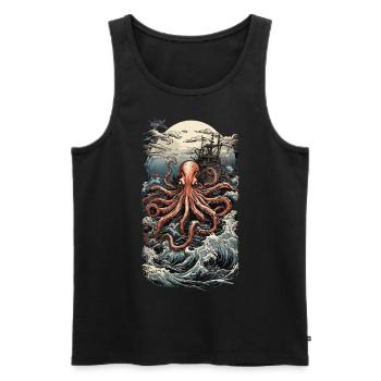 Ukiyo-E Japan Art Style Ästhetischer Kraken - Männer Premium Bio Tank Top - Schwarz - Vorne - Michal (187cm)