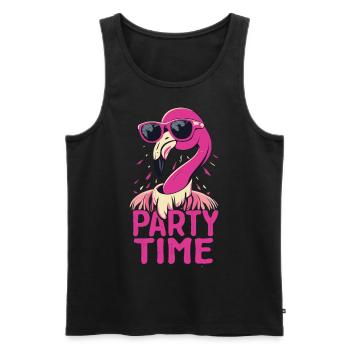 Flamingo Party Time - Spaß, Federn und Feiern - Männer Premium Bio Tank Top - Schwarz - Vorne - AI Model Male 178 light (178cm)