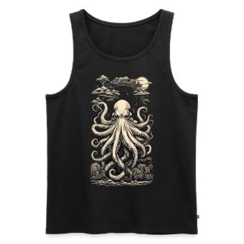 Retro Octopus Japanese Sea Depth Design Style - Débardeur bio Premium Homme - noir - Devant - Michal (187cm)