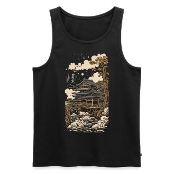Temple in Ukiyo-E Vintage Japan Art - Men's Premium Organic Tank Top - black - Front - Michal (187cm)