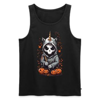 Kawaii Einhorn Sensenmann Halloween Zauber - Männer Premium Bio Tank Top - Schwarz - Vorne - Michal (187cm)