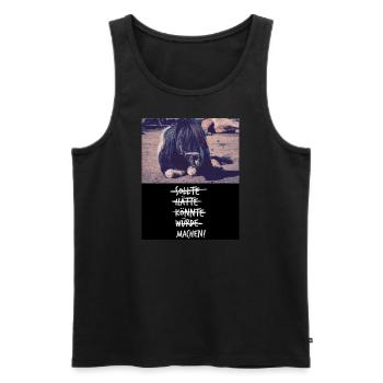 Donner Motto-Shirt - Männer Premium Bio Tank Top - Schwarz - Vorne - Michal (187cm)