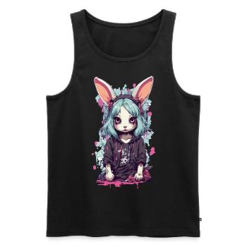 Gothic Bunny eGirl Anime Kemonomimi Design - Men's Premium Organic Tank Top - black - Front - AI Model Male 178 light (178cm)