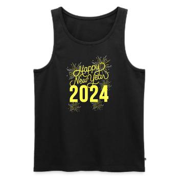 Happy New Year 2024 - Men's Premium Organic Tank Top - black - Front - AI Model Male 178 light (178cm)