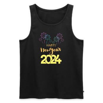 Happy New Year 2024 - Männer Premium Bio Tank Top - Schwarz - Vorne - AI Model Male 178 light (178cm)