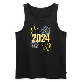 Happy New Year 2024 - Männer Premium Bio Tank Top - Schwarz - Vorne - AI Model Male 178 light (178cm)