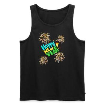 Farbenfrohes Happy New Year! - Männer Premium Bio Tank Top - Schwarz - Vorne - AI Model Male 178 light (178cm)