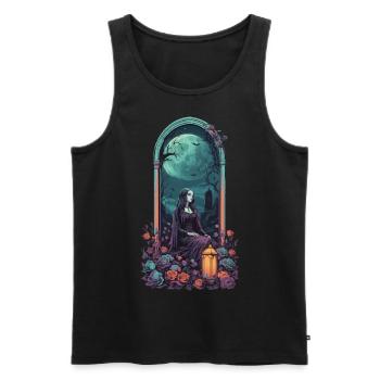 Gothic Vollmond Friedhof Nacht Pastell Design - Männer Premium Bio Tank Top - Schwarz - Vorne - AI Model Male 178 light (178cm)