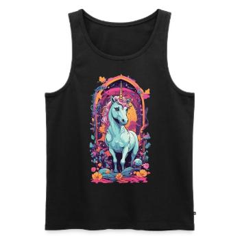 Licorne pastel magique meilleur ami pour les filles - Débardeur bio Premium Homme - noir - Devant - AI Model Male 178 light (178cm)