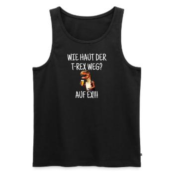 Wie haut der T-Rex Weg? Auf Ex - Männer Premium Bio Tank Top - Schwarz - Vorne - Michal (187cm)