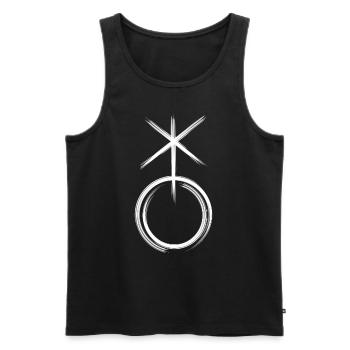 Symbol nonbinär weiss - Männer Premium Bio Tank Top - Schwarz - Vorne - Michal (187cm)