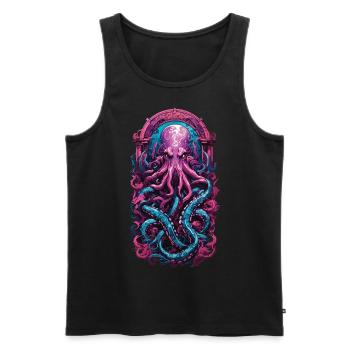 Kraken Gothic Occult Pastel Streetwear - Men's Premium Organic Tank Top - black - Front - AI Model Male 178 light (178cm)