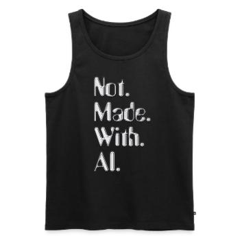 Not.Made.With.AI. - Chrom - Männer Premium Bio Tank Top - Schwarz - Vorne - AI Model Male 178 light (178cm)