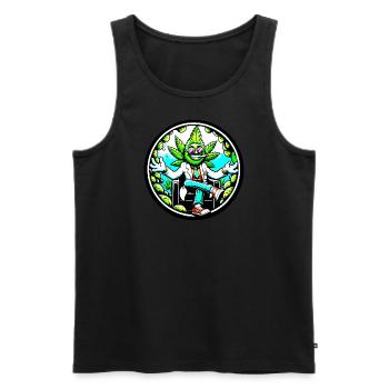Héros du cannabis en costume - Débardeur bio Premium Homme - noir - Devant - AI Model Male 178 light (178cm)