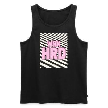 WRK HRD: Erfolg ist kein Zufall! - Männer Premium Bio Tank Top - Schwarz - Vorne - AI Model Male 178 light (178cm)