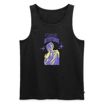 Modern Urban Streetwear with Greek Statue - Men's Premium Organic Tank Top - black - Front - AI Model Male 178 light (178cm)