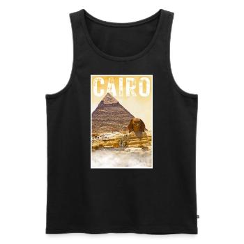 Kairo Vintage Reiseposter mit Pyramide und Sphinx - Männer Premium Bio Tank Top - Schwarz - Vorne - AI Model Male 178 light (178cm)