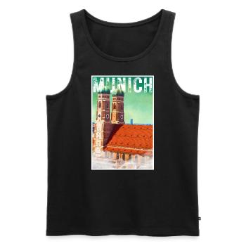 Affiche de voyage vintage de Munich avec la Frauenkirche - Débardeur bio Premium Homme - noir - Devant - AI Model Male 178 light (178cm)