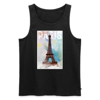 Paris Vintage Reiseposter mit Eiffelturm - Männer Premium Bio Tank Top - Schwarz - Vorne - Michal (187cm)