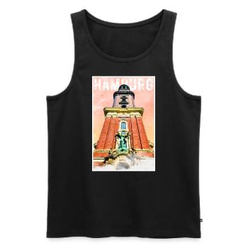 Hamburg Vintage Reiseposter mit dem Michel - Männer Premium Bio Tank Top - Schwarz - Vorne - AI Model Male 178 light (178cm)