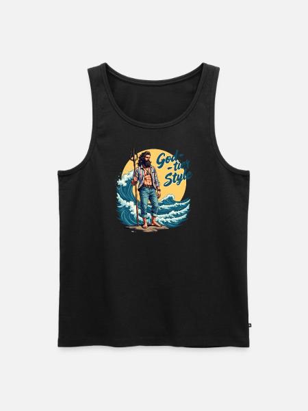 God Tier Style - Hipster Poseidon - Men's Premium Organic Tank Top - black