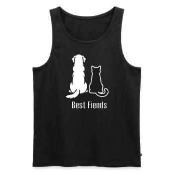 Chien et chat - Conception « Best Fiends » - Débardeur bio Premium Homme - noir - Devant - AI Model Male 178 light (178cm)